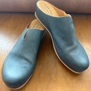 Kork-Ease Para Navy Leather Wedge Mule Clogs Women’s 11M